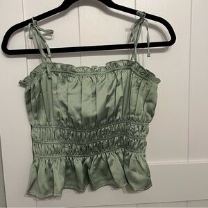 Sage green satin top